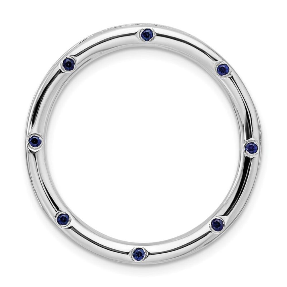 Sterling Silver & Created Blue Sapphire Stackable Large Slide, 29mm